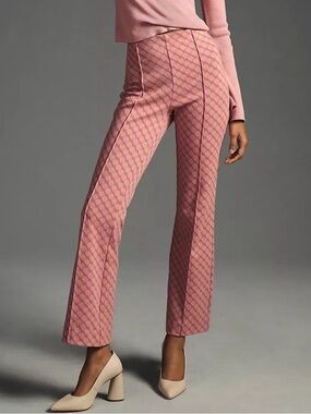 Maeve Anthropologie High Rise Pull On Crop Kick Flare Pants Pink Orange XS Mod